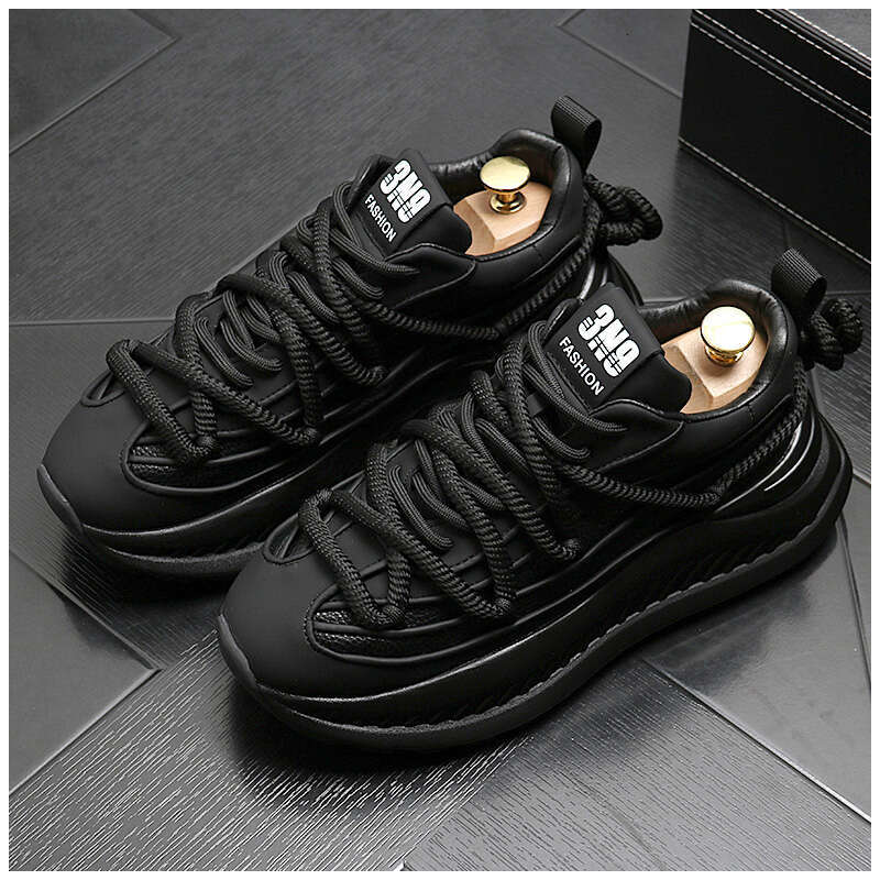 2024 New Fashion Solid Color Chunky Heel men Sneakers Casual Leather Platform Flat Sports Designer Shoes atillas Hombre