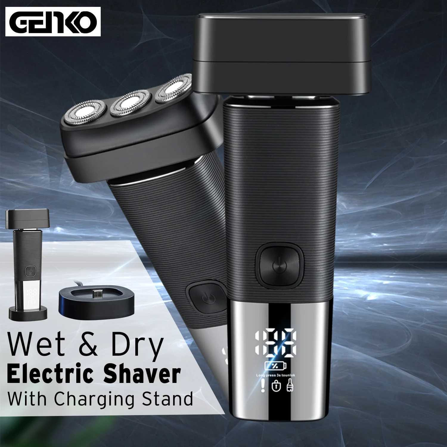 Shaver Smart Charging Electric Shaver Mens Wet or Dry Shaver Mens Design 3-Head Straight Shaver W241017
