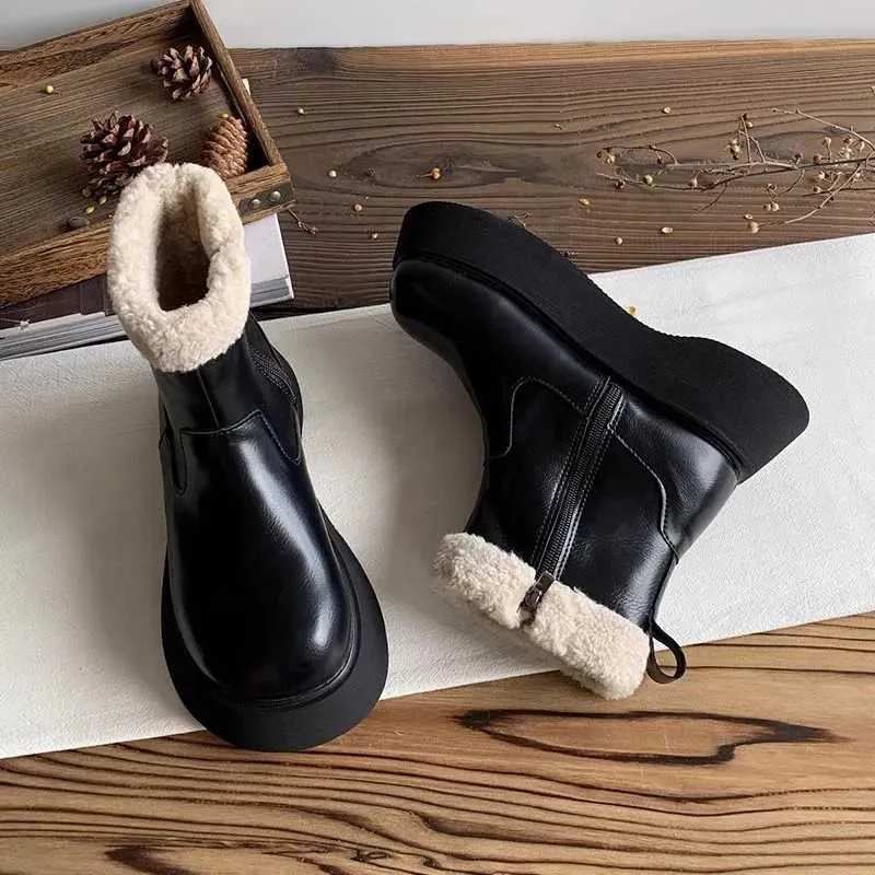 Designer Boot Thick-Soled Snow 2024 Winter New Round Head Increase With Cashmere Warm Cotton Shoes Women Womens Boots