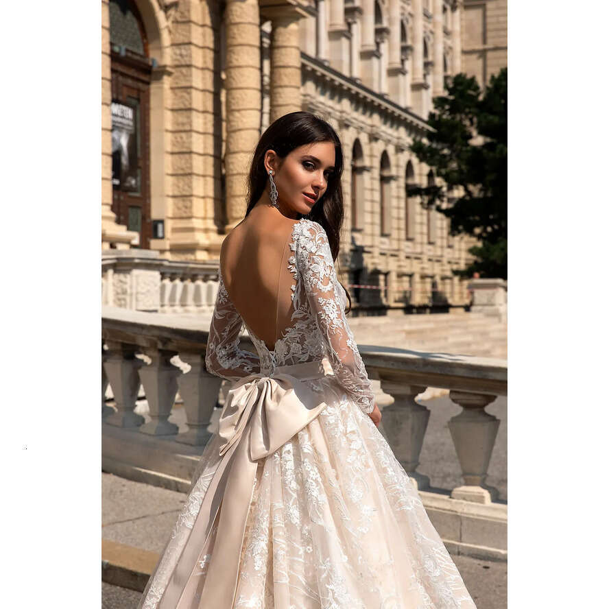 Beach Boho Wedding Modest Dress O Neck Sleeves Backless A E Long Lace Plus Size Wedding Dresses Bridal Gowns Vestidos De Novia es