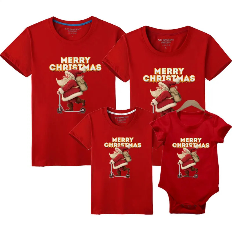 Christmas Family Matching Outfits Father Mother Son Daughter Clothes Year Adult Kids Tshirt Baby Romper 241017