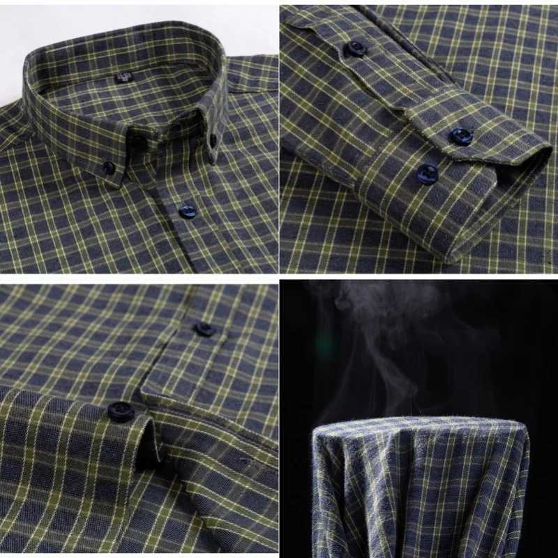 100% Cotton Mens Shirt Long Sleeve Flannel Classic Versatile Soft Breathable Casual Fashion Business Mens Social Shirt S-7XL LX241017