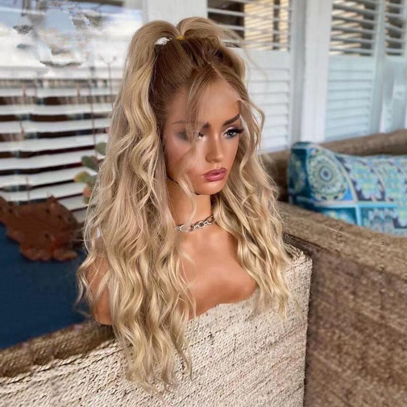 Free shipping 40 Inch Brazilian Body Wave Frontal Colored Ombre Honey Blonde 13X4 Lace Front Human Hair Wigs for Women