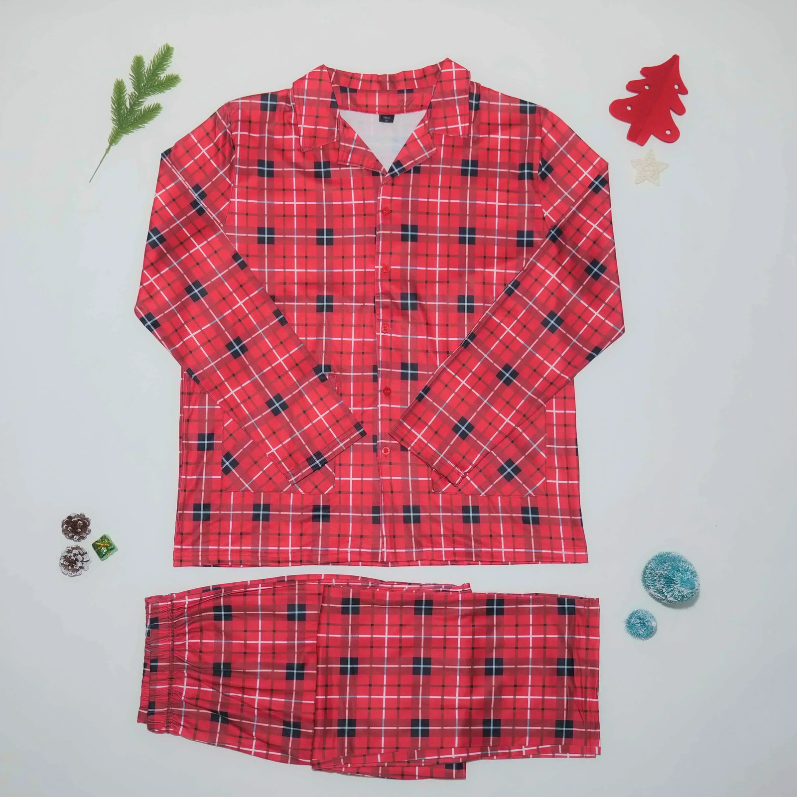 Christmas Family Look Plaid Print Mom Dad Kids Matching Pajamas Set Baby Dog Romper Boys Girls Clothes Warm Soft Pyjama 241017