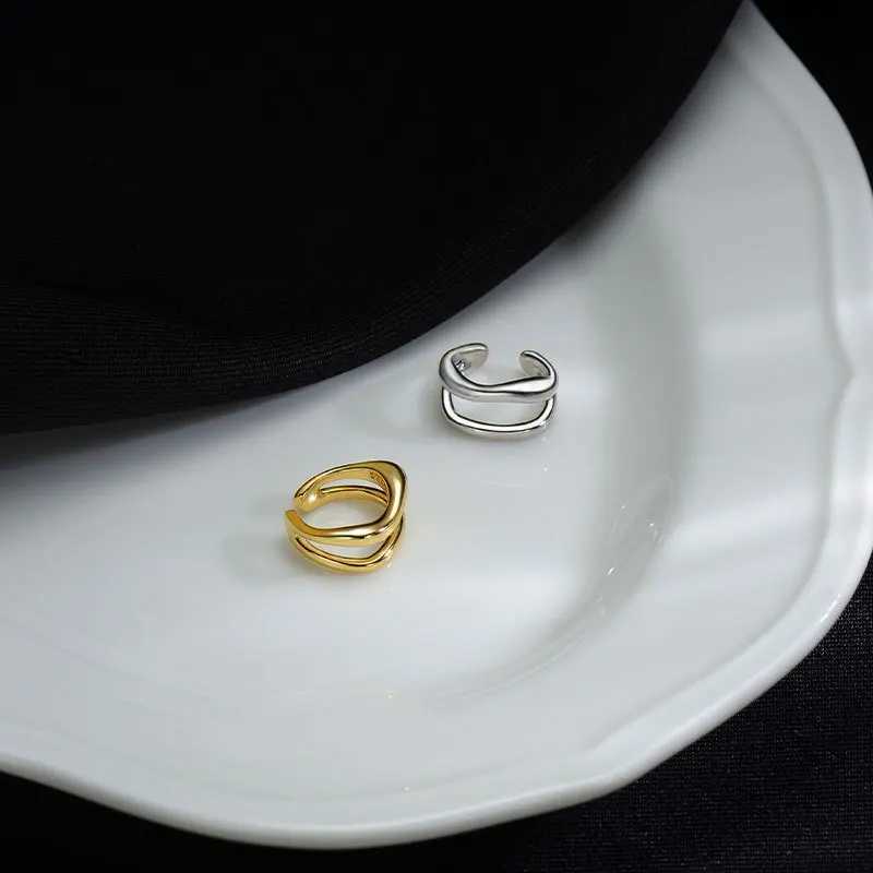 1Pc ear sleeve earrings non perforated double-layer cuff ear clips womens fake ear clips simple Y2K jewelry 2024 new model W241017