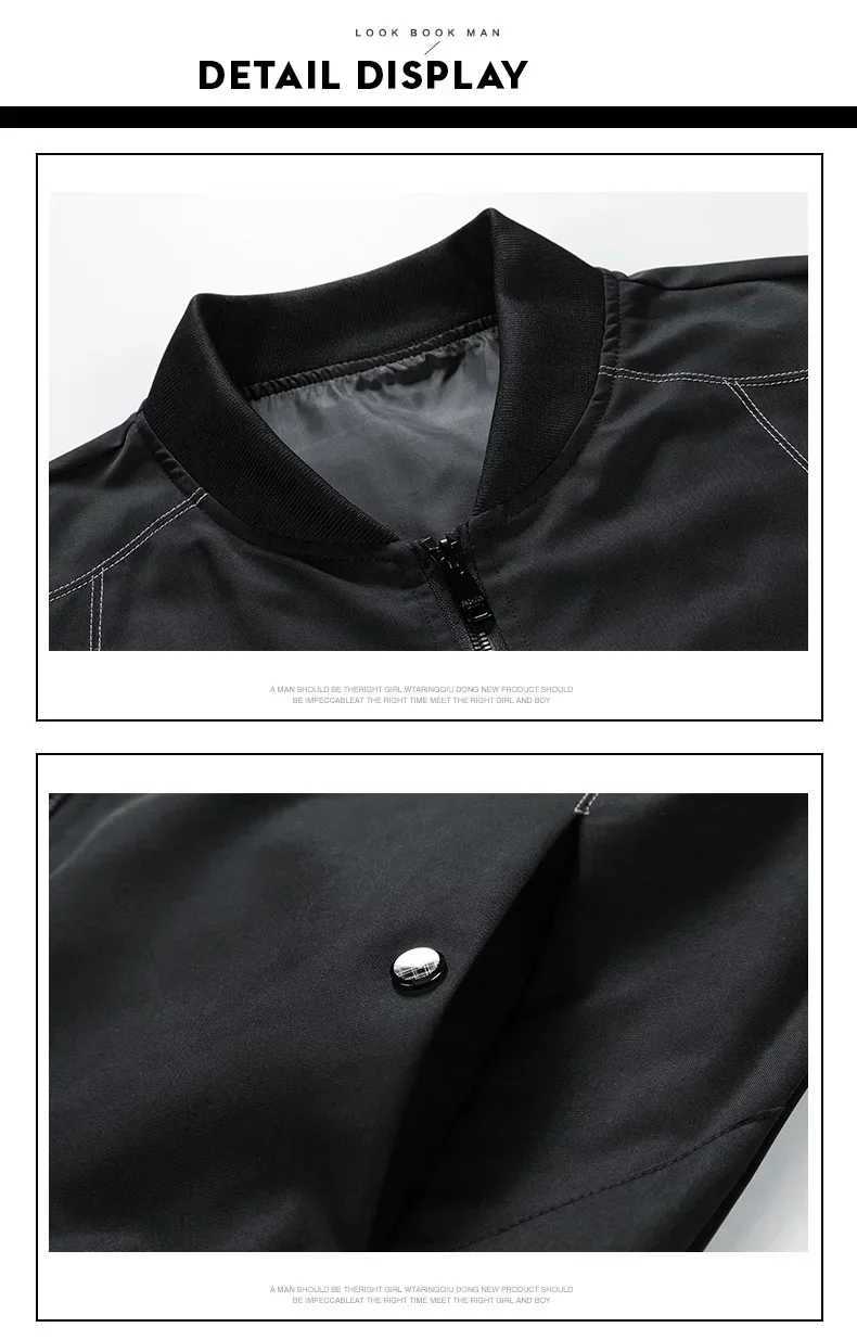 Autumn Jacket Men Casual Sollid Windbreaker Bomber Jackets Man Sportwear Stand Collar Coat Outwear Baseball Jackets Mens Top X241017