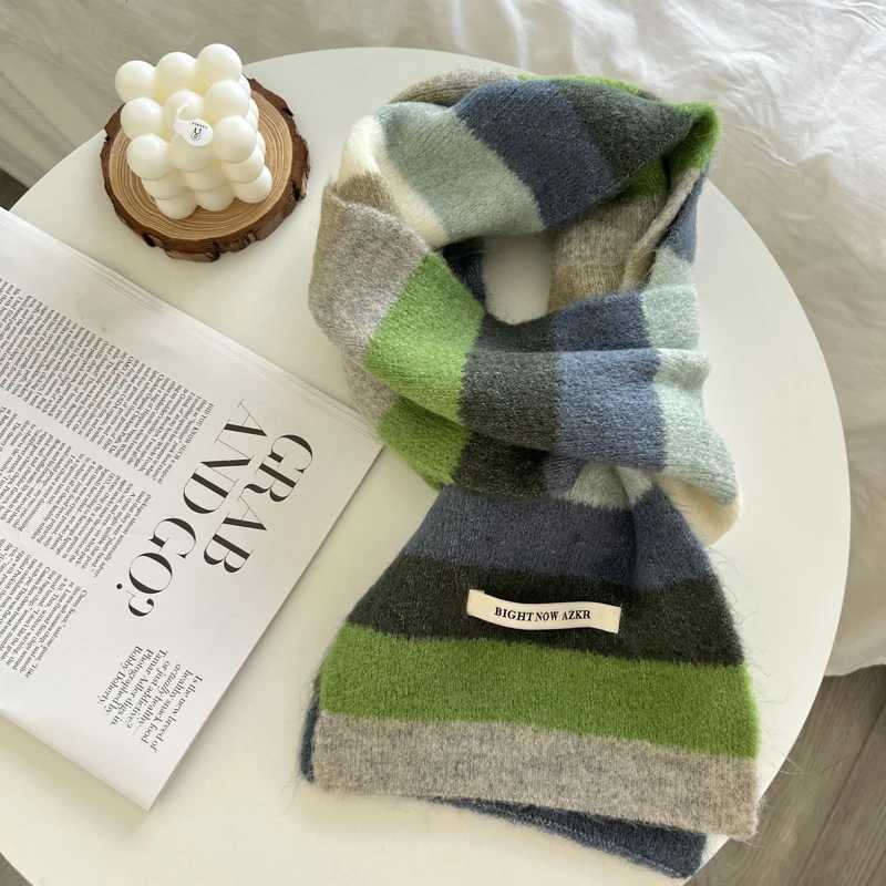 Fashionable Mticolor striped scarf warm winter small narrow shawl warm and cute fashionable casual scarf X241017