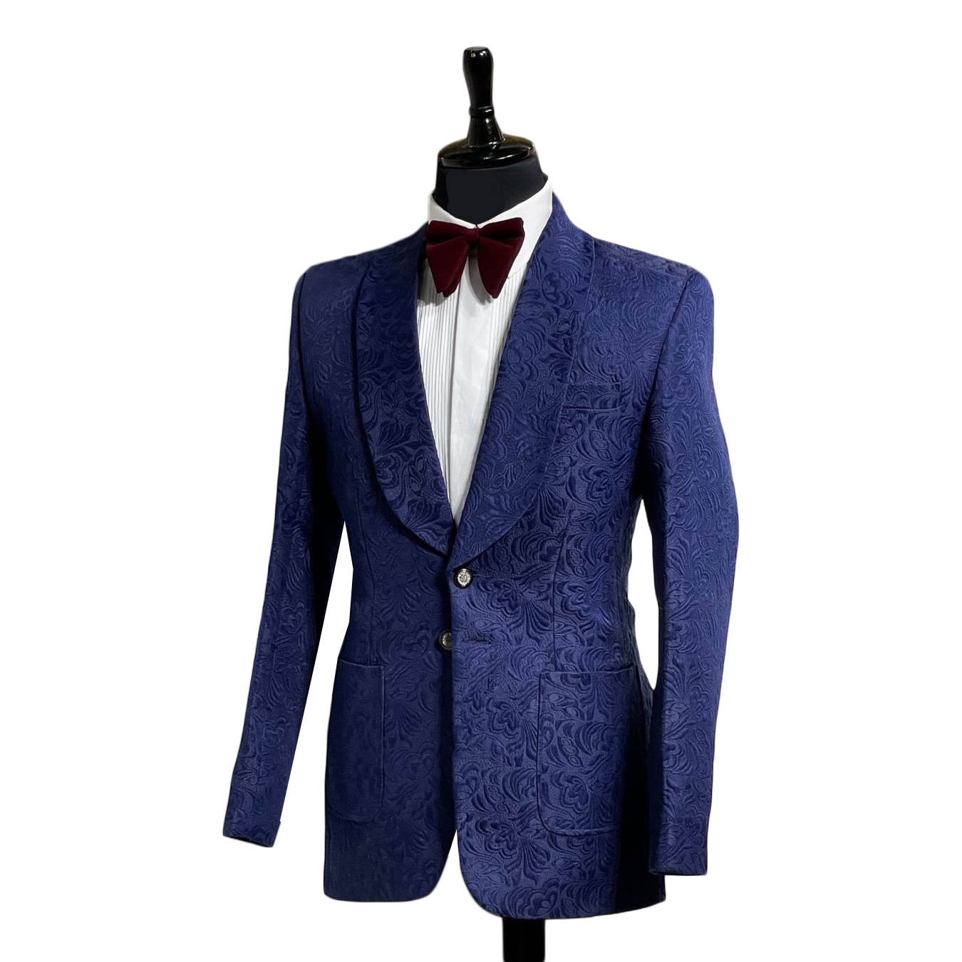 Retro Wedding Suits Shawl Lapel Printing Jacket 2 Pieces Set Groom Tuxedos Tailored Male Two Button Prom Blazer Custom Made Homme(Coat+Black Pants)