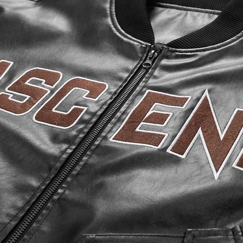 Leather jacket mens PU jacket black baseball jacket oversized 6XL 7XL 8XL Plus size bomber motorcycle autumn camping leisure mens college M241017
