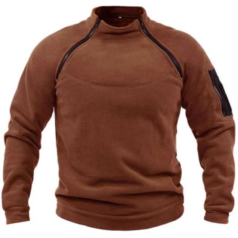New mens outdoor windproof solid color stand up collar thick sports jacket warm hiking sweater tactical outdoor polar wool jaXJ241017