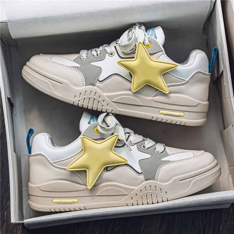 Autumn Winter New Men's Low Cut Thick Soled Pentagram Versatile Casual Board Shoes