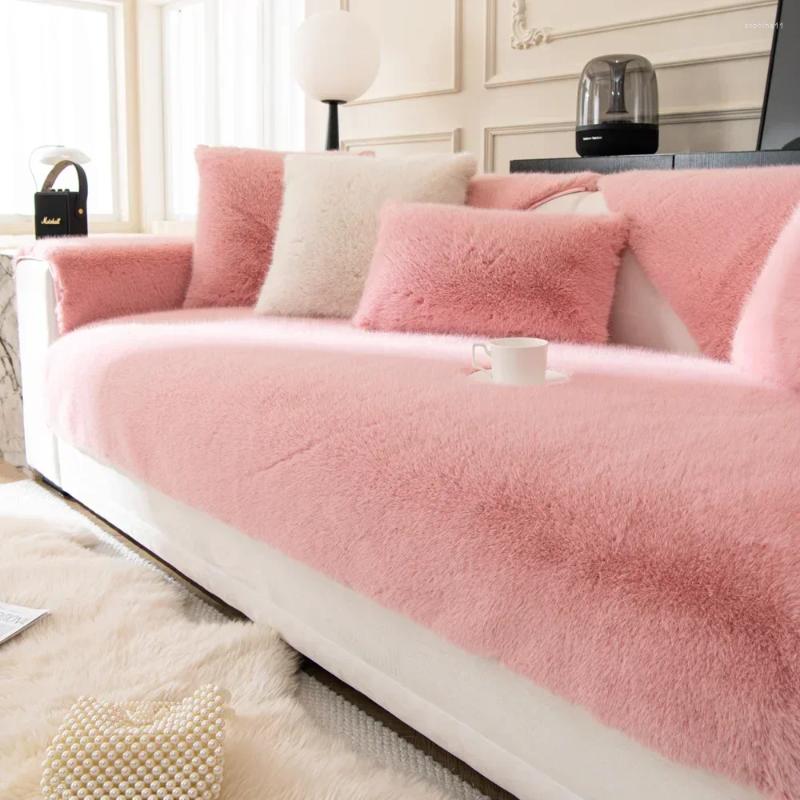 Chair Covers Veet Sofa Cover Universal Plaid Plush Non-Slip Thickened Living Room Warm Flannel Cushion Armrest Back Towel