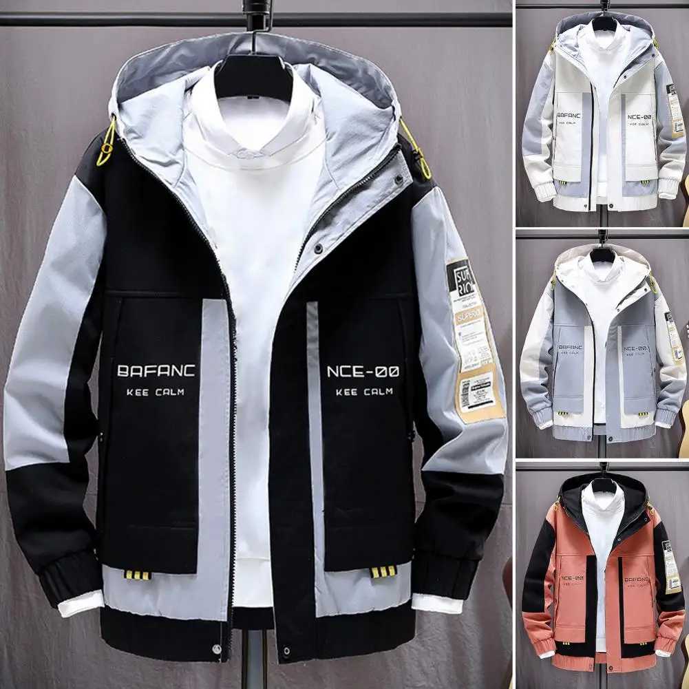 New Spring Hoodie Mens Breathable Jacket Mens Patch Work Clothes Colorful Street Clothing Comfortable Casual Clothing Plus Size 4XL M241017