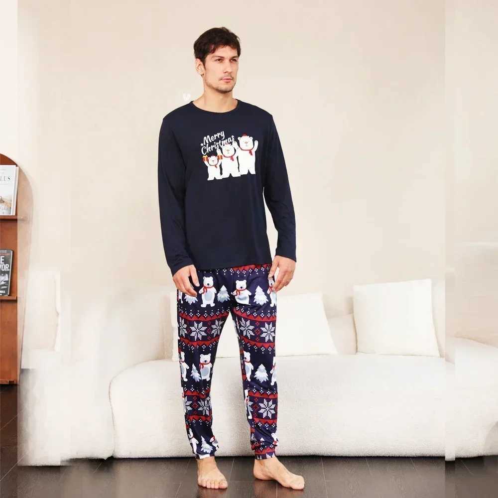 Merry Christmas Family Pajama Set Cartoon Bear Print Mom Daughter Dad Son Baby Match Clothes Loose Soft Pajama Christmas Appearance W241015