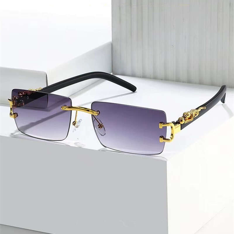 Rectangle for Rimless Trendy Women 2025 Brand Design Retro Frameless Gradient Lens Sunglasses Men