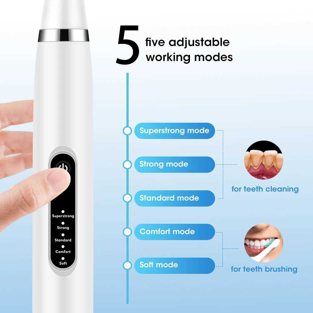Electric sonic dental scale waterproof toothbrush 8 pieces brush head replacement teeth whitening plaque removal Tatar teeth cleaner M241017