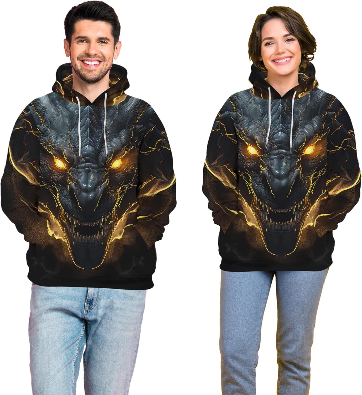 Hoodie for Mens Womens Unisex Cool Animal Print Pullover Hooded 3d Graphic Print Sweatshirt with Big Pockets Graphic Hoodies sweatshirt Pullover Long 