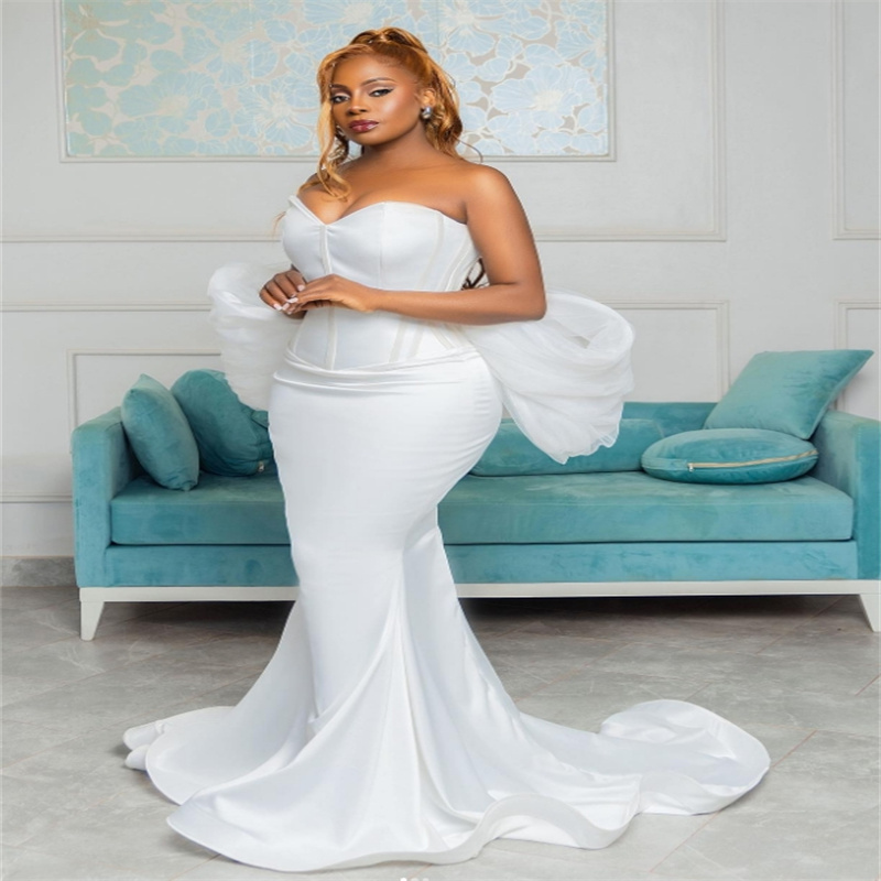 Charming Boho Mermaid Wedding Dresses With Big Bow South African Bohemian Bride Dress Garceful Garden Country Bridal Gown Elegant Civil Vestio De Novi