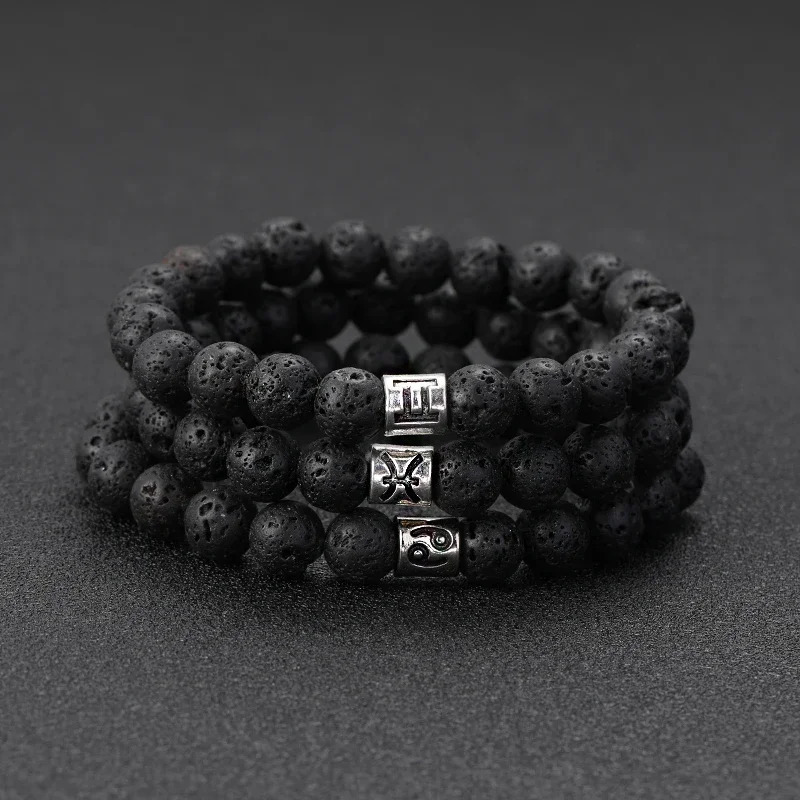 12 Zodiac Bracelet Natural Volcanic Stone Bracelet Virgo Capricorn Taurus Cancer Aries Pisces Gemini Libra 241017