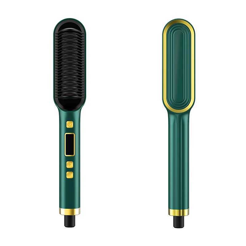 Hair Straightener Brush Ionic Straightening Brush Hot Brush Anti-Scald Hot Comb with Digital LCD Display Hair CombXJ241016