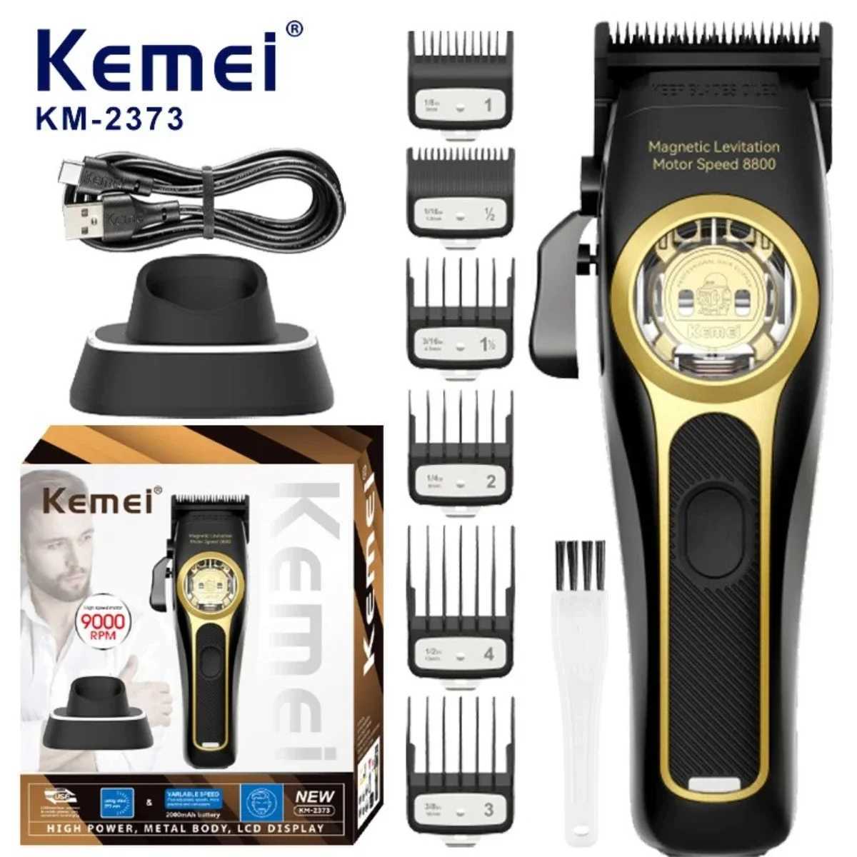 Kemei Barber Professional Barber Maglev Motor Hair Clipper Charging Mens Barber Trimmer KM-2373 W241017