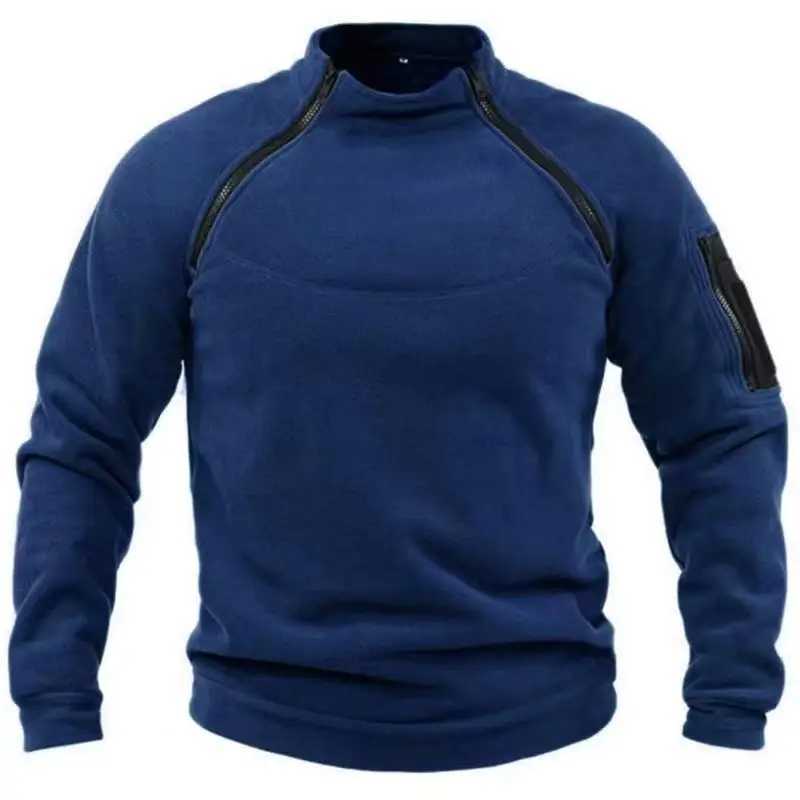 New mens outdoor windproof solid color stand up collar thick sports jacket warm hiking sweater tactical outdoor polar wool jaXJ241017