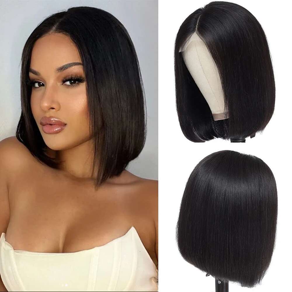 4X4 Closure Bone Straight Bob For Women Preplucked Lace Frontal Brazilian Wig 100% Human Hair