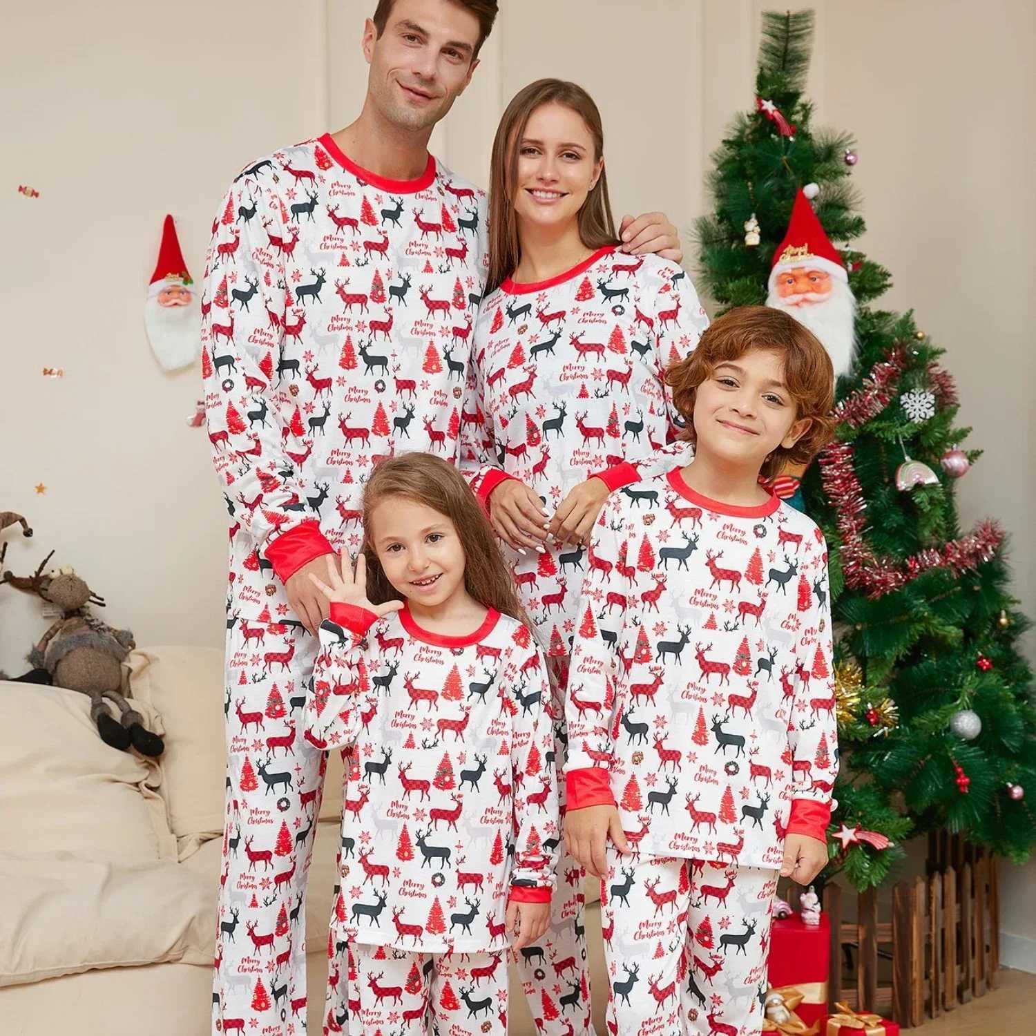 Family Christmas Pajama Set Deer Mama Childrens Elk Santa Claus Printing Baby Santa Claus Family Matching Clothing Christmas Family Clothing W241015