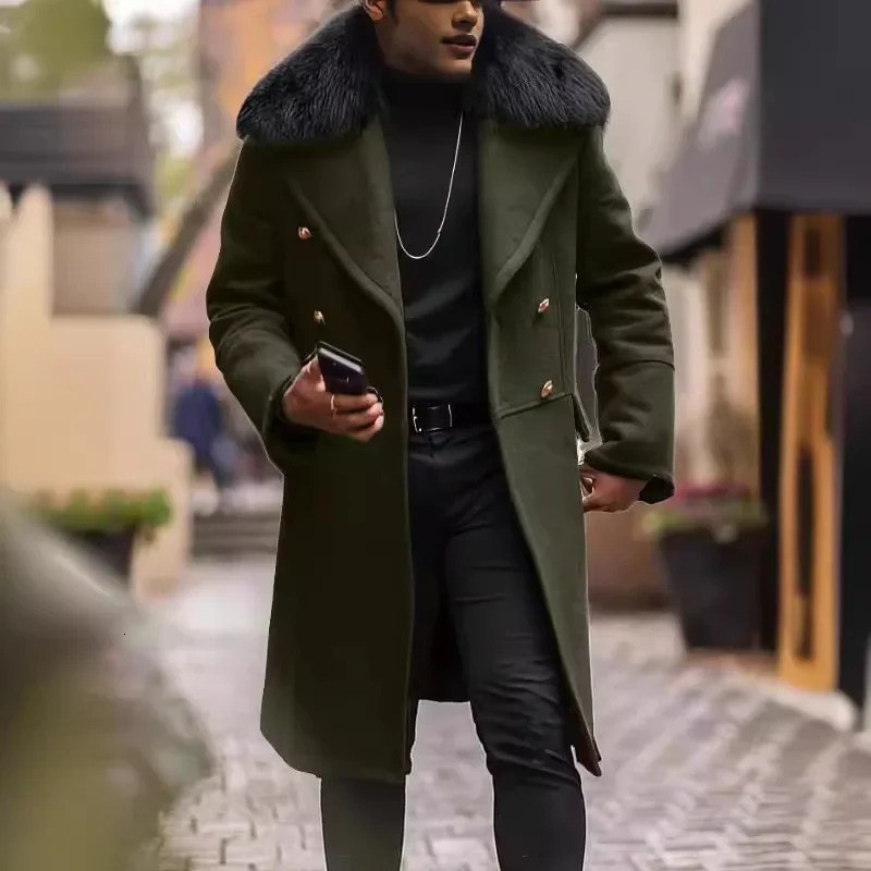 Highend Winter Warm Overcoat British Vintage Quality Woolen Jacket Mediumlength Casual Trench Coat For Men Women 241017
