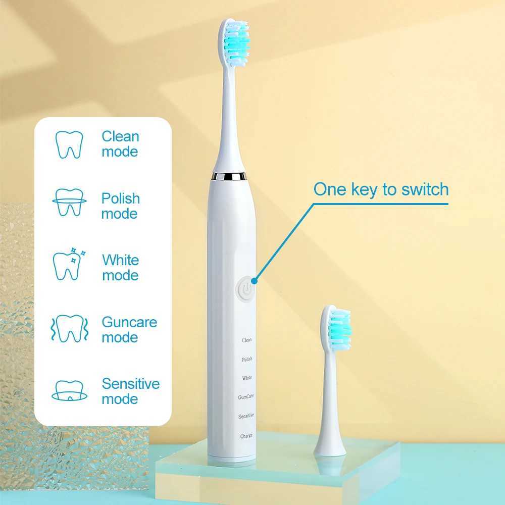 Intelligent electric toothbrush USB charging teeth cleaning and whitening sonic toothbrush timed teeth brush with replacement head M241017
