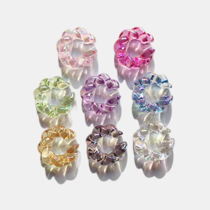 UJBOX exclusive sparkling acrylic twisted ear cuffs suitable for women wholesale of green blue transparent pink ear bone clip earrings W241017