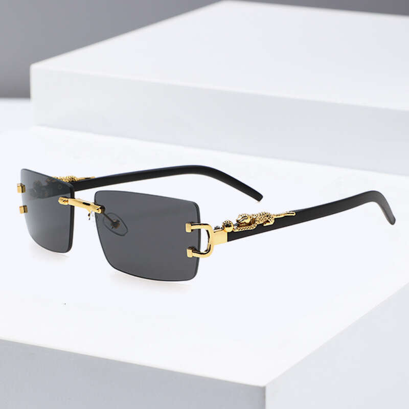 Rectangle for Rimless Trendy Women 2025 Brand Design Retro Frameless Gradient Lens Sunglasses Men