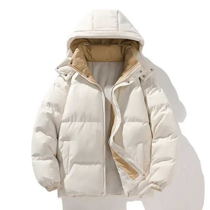Mens hot jacket autumn and winter new item solid color detachable hat design outdoor sports waterproof jacket couple cotton clothes X241017