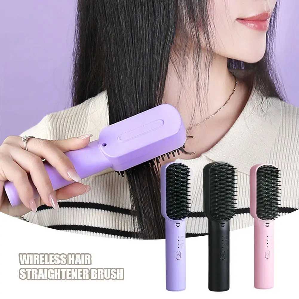Wireless Hair Straightener Brush Negative Ions Do Not Hurt Hair Mini Portable Hair Styling Hair Cordless Straightening Comb Q0M9XJ241016