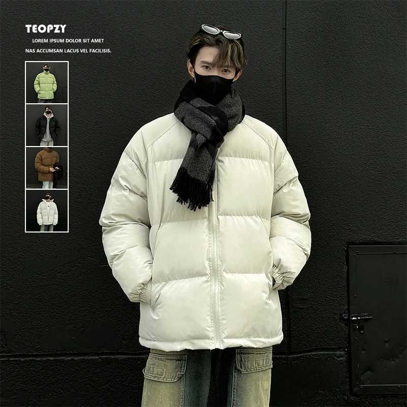 Winter jacket mens warm and fashionable solid color thick jacket mens street clothing mens loose thick short jacket mens Parka clothing X241017