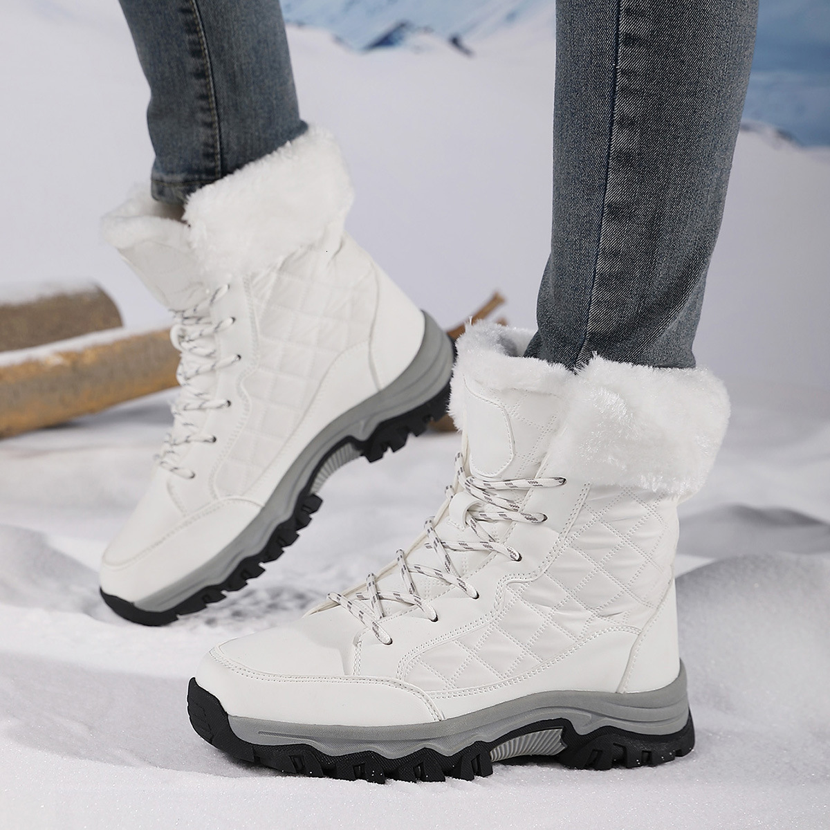 tourism sports Northeast plus size snow outdoor travel high top cotton shoes women's midsole boots winter