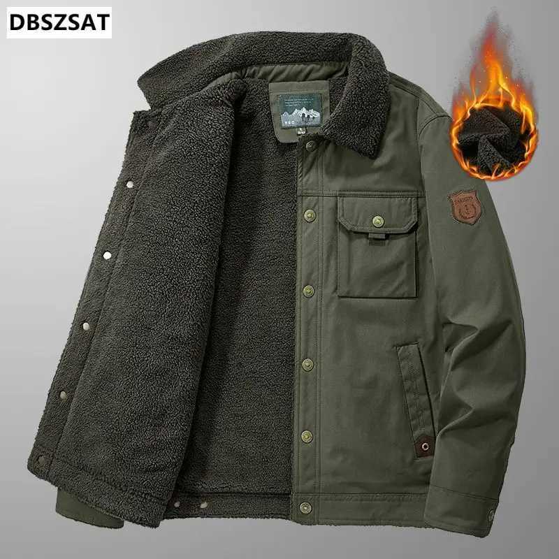 Mens Short Winter Park Collar Mens Winter Jacket Sheepskin Lining Mens Cold Jacket Plush Lining Coat X241017