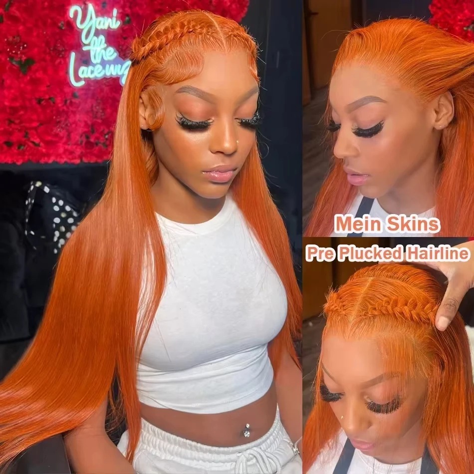 Melodie 220% HD 30 40 Inch 13X6 Front Ginger Orange Bone Straight Human Hair Wigs 13X4 Transparent Lace Frontal Wig