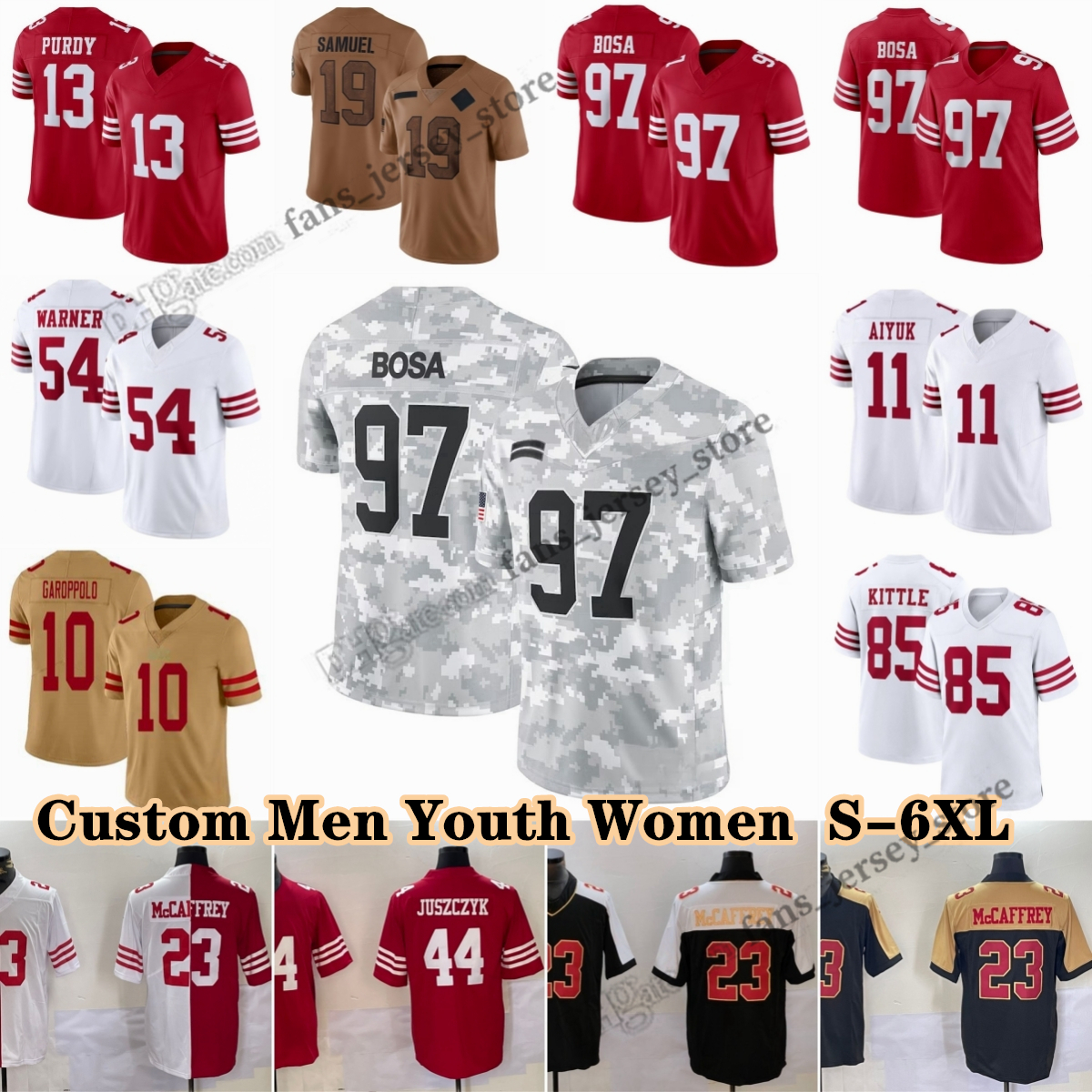 Custom S-6XL Christian Brock Purdy Football Jerseys Mason Jauan Jennings Fred Warner Isaac Guerendo Deebo Samuel Sr. Patrick Taylor Jr. Kyle Juszczyk Brandon Allen