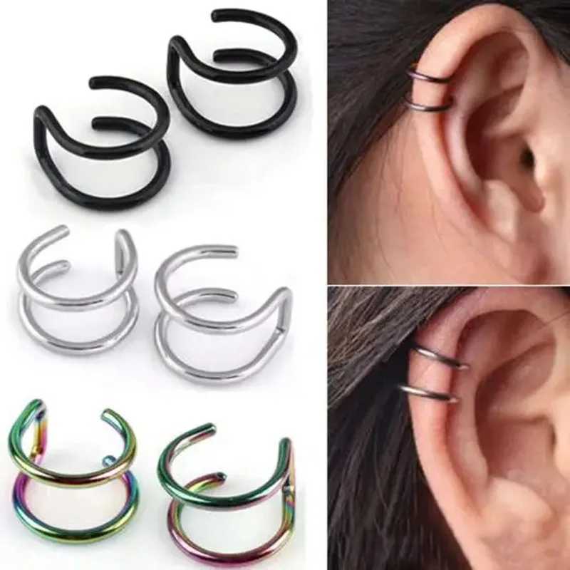 2 pieces of stainless steel clip earrings 2 rows of fake cardboard boxes ear nose lip cuff clip earrings gift aretes de mujer W241017