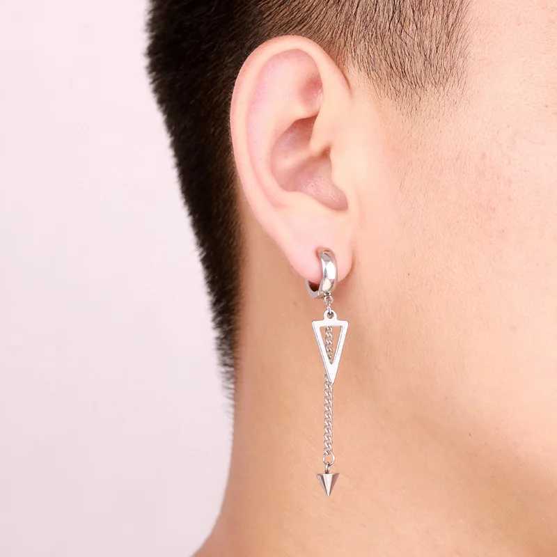 WKOUD Mens Clip Earrings Hip Hop Punk Low Allergy Titanium Steel Clip Earrings Suitable for Women Non Perforated Mens Accessories W241017