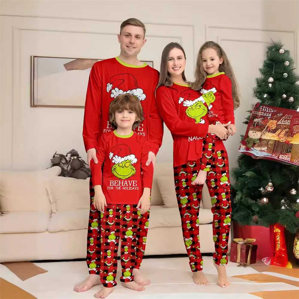 Family Christmas Pajamas Cartoon Printing New Years Clothing Father Children Family Christmas Clothing 2024 W241015