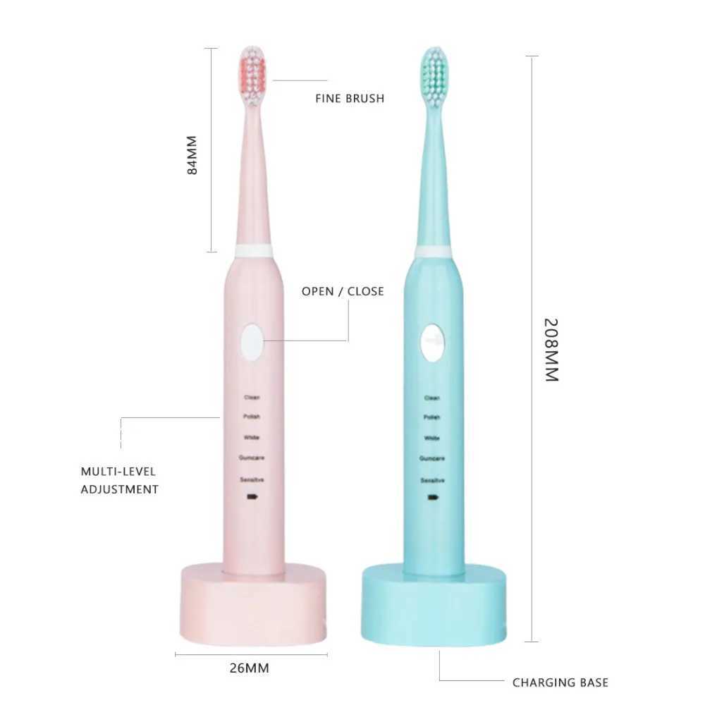 Electric toothbrush soft brush USB charging sonic vibration adult electric toothbrush portable for home use M241017