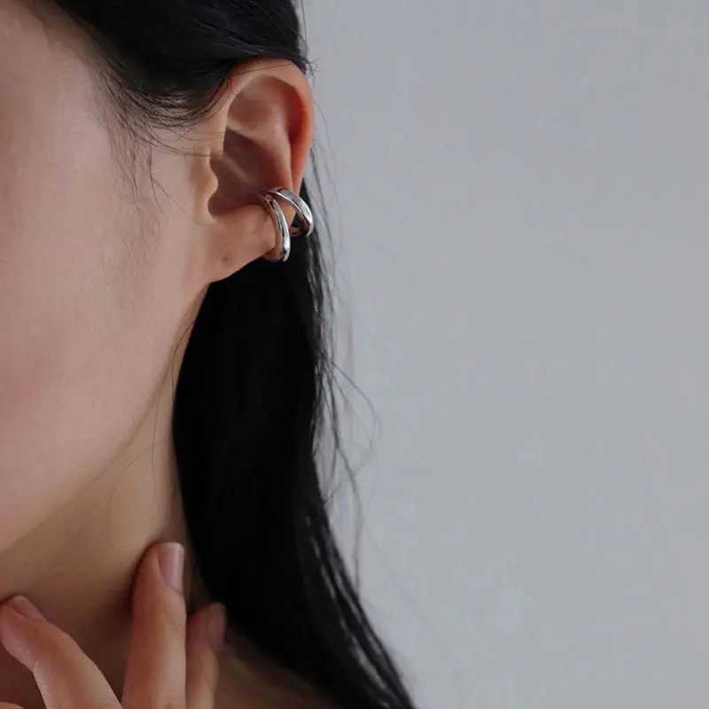 Fake perforated earmuffs double ring earmuffs womens artificial earmuffs retro hip-hop cuffs earmuff accessories Korean fashion W241017
