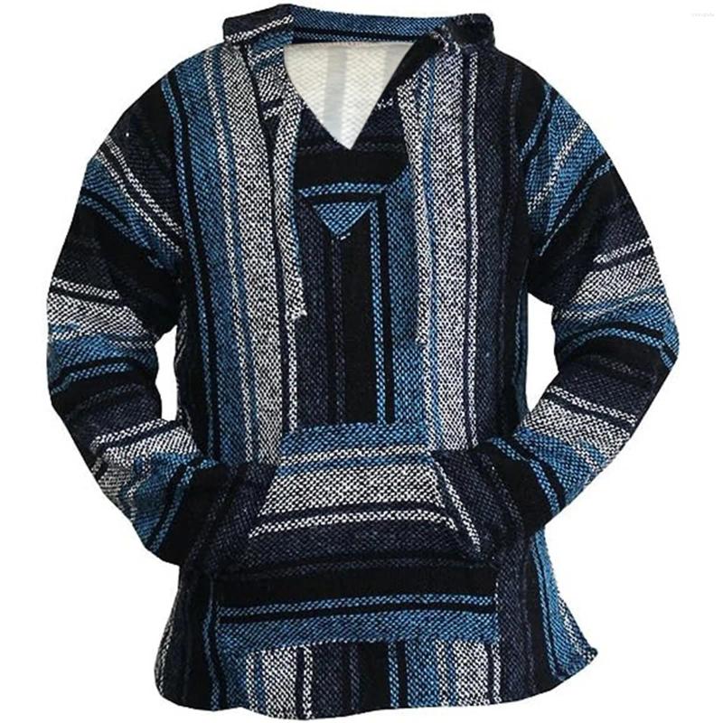 Mens Hoodies 3D Hippie Hoodie For Men Ethnic Style Pullover Hooded Sweatshirt Drawstring Pocket V Neck Streetwear