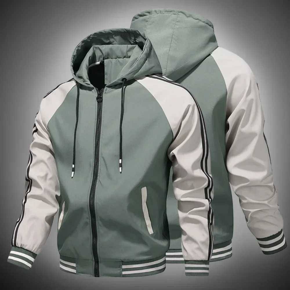 Spring Mens Novel Color Sliding Wool Hoodie Casual Hoodie Full Zipper Mens Jacket M241017