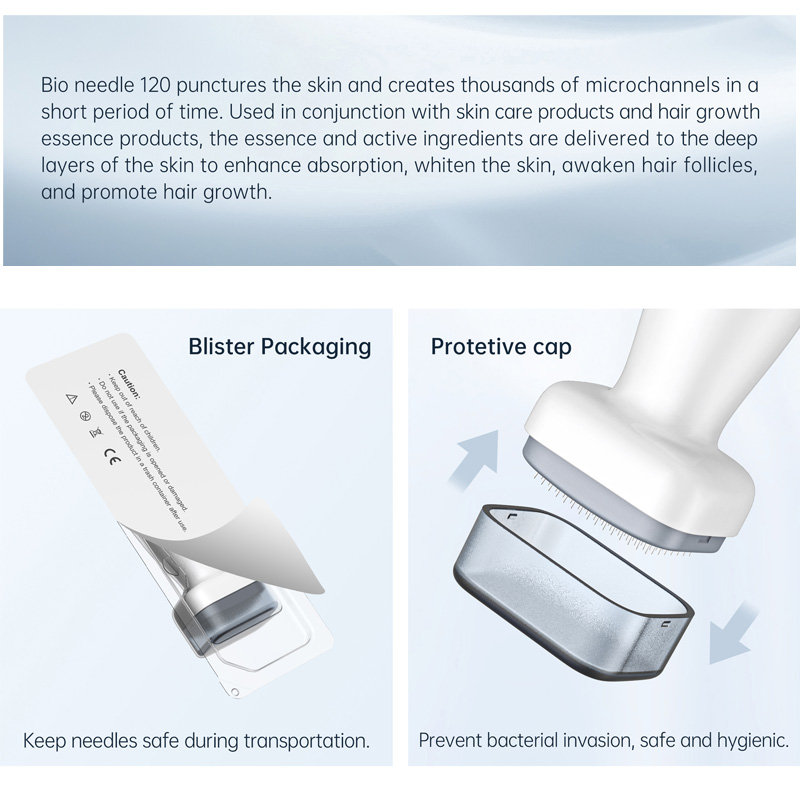 Bio Needle 120 Derma Stamp Adjustable Needle Length 0-1.5mm Microneedling Beard Growth Hair Re-Growth Skin Care Body Treatment Microniddle MTS