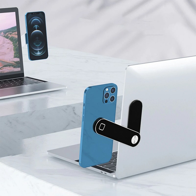 Magnetic Laptop Phone Holder Aluminium Alloy Slim Portable Foldable Smartphone Expand Stand Dual-Scree Monitor Expansion Bracket Side Mount For Ipad i