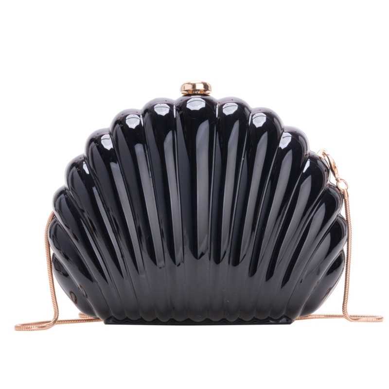 2024 Women Silver Gold Shell Bag Cute Acrylic Evening Clutch With Strap For Wedding Party Small Purses Handbags 241011