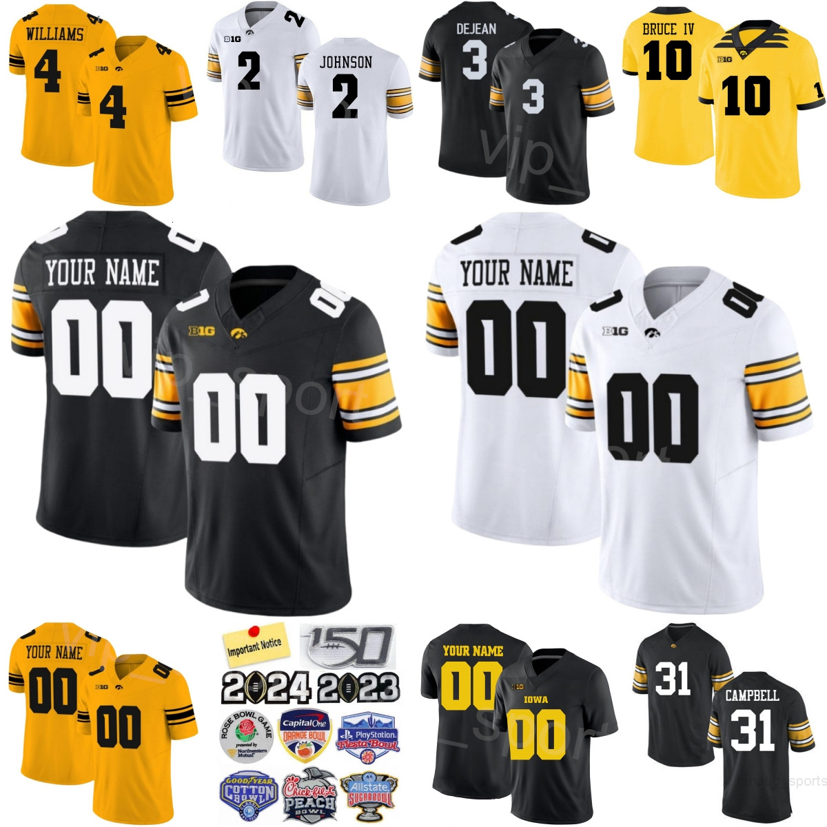 Men Youth Women Football College 31 Jack Campbell Jersey Iowa Hawkeyes 3 Cooper DeJean 26 Kaevon Merriweather 2 Kaleb Johnson 4 Leshon Williams 10 Arland Bruce IV